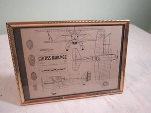Vintage 1945 "Curtiss Hawk P6E" Flugzeug Zeichnung Skizze gerahmt von EJ Kelley - Bild 1 von 11