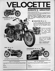 1966 Velocette Thruxton MSS Endurance & Scrambler Motorcycle Original Ad - Picture 1 of 1