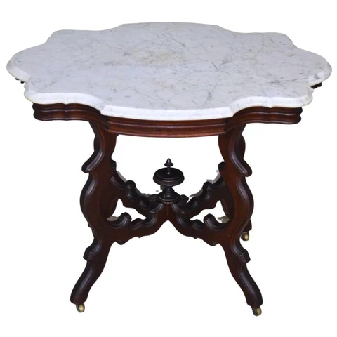 Antique Victorian Marble Top Shapely Parlor Stand #21676 Cover