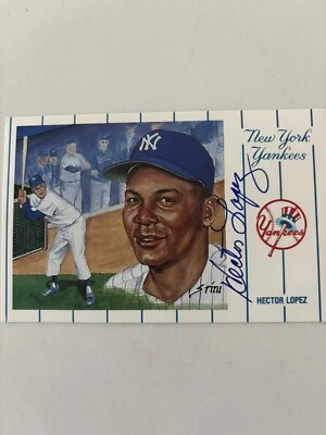 Hector Lopez Signed  1961 NEW YORK YANKEES SUSAN RINI POSTCARD Beckett BAS COA - Image 1 of 2