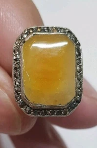 Anillo de plata ArT Deco BUTTERSCOTCH ÁMBAR macasitas 835 ¡Excelente! - Imagen 1 de 4