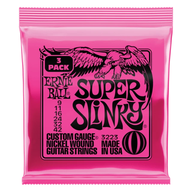 Ernie Ball Super Slinky Nickel Strings, Pack of 3 (P03223)
