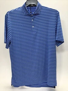RL Ralph Lauren Striped S/S Men's Gulf Polo Shirt Button up, Blue/White, Md - Picture 1 of 2