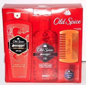 Old Spice Swagger Gift Set Shampoo and Conditioner, Body Wash, Hair Pomade, Comb