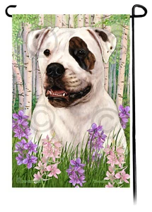 Bandera de jardín con flores de primavera - Bulldog americano con ojo atigrado - Imagen 1 de 1