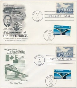 #1721 Peace Bridge Joint Issue Canada lot of 2 Artcraft & Artmaster cachet FDCs - Picture 1 of 1