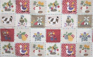 Fabric Country Squares Colourful Retro Vintage Cotton 112 x .5 mt - Picture 1 of 3