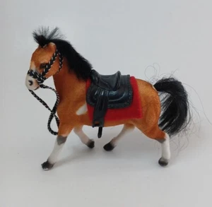 Poni de juguete ecuestre vaquero occidental riendas de silla de caballo marrón flocado de 5" de colección - Imagen 1 de 13