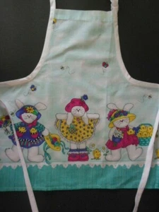 Delantal Infantil Vestido CONEJOS, Nuevo, Hecho a Mano, 17.5""W x 19""L - Imagen 1 de 1