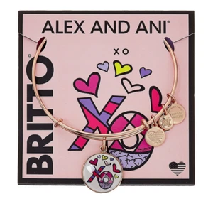 Brazles Alex and Ani Romero Britto Art Infusión XO (Oro Rosa) * NUEVOS * Mar - Imagen 1 de 5