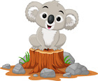 Aufkleber Koala auf Baumstumpf Autoaufkleber Sticker Konturschnitt