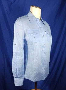 Tory Burch Hemd blau Knopfleiste lang wandelbar Ärmel Damen Größe 2 - Bild 1 von 7