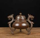 China antique Pure copper Handmade Double dragon Incense Burners