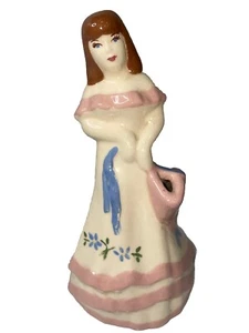 Vintage Weil Ware California Pottery Brunette Lady w/Basket Hand Decorated - Picture 1 of 9