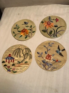 4 neue Dun Huang Seidendeckchen #006-5 Stickerei Peking 4" Durchmesser bev - Bild 1 von 7
