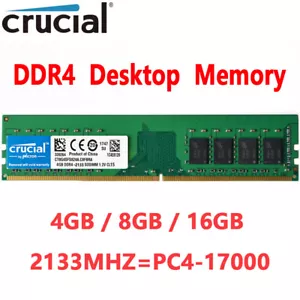 Crucial DDR4 4GB 8GB 16GB 2133Mhz PC4-17000 288pins Desktop Memory Dimm Ram - Picture 1 of 8