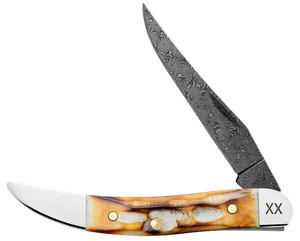 Astuccio xx coltello stuzzicadenti Texas osso naturale bruciato 27236 coltelli tascabili damascati - Foto 1 di 3