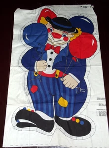 Circus Clown 30" Tall With Balloons Vintage 1970s Cut N Sew Fabric Panel B112 - Picture 1 of 2
