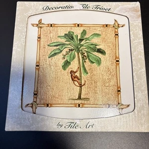 Decorate Tile Trivet By Tile Art Coconut Tree Makes Key 8x8 - Picture 1 of 7