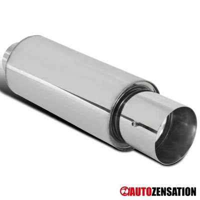 4" Round Tip 2.5" Inlet Spiral Flow Stainless Steel Exhaust Muffler 1PC Foto 1 de 4