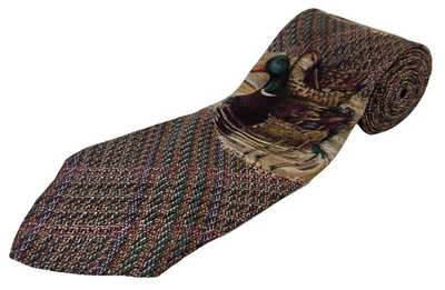417 by Van Heusen Men's Neck Tie Ducks in Motion 100% Silk Vintage Made in USA Foto 1 de 4