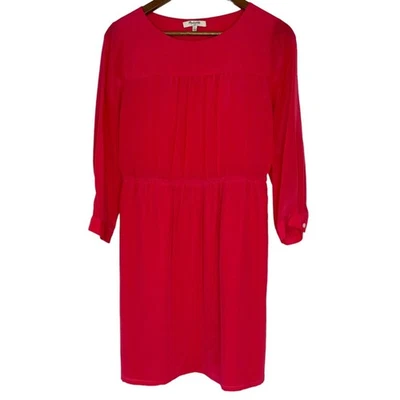 Madewell Silk Pink Long Sleeve Round Neck Dress Size 2 Women’s - Image 1 of 4