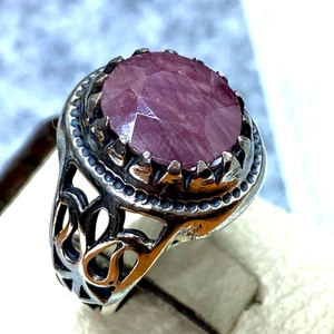 handmade 925 Silver Men's Ring natural red ruby yaqoot stone خاتم ياقوت طبيعي - Picture 1 of 12