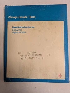 Greenfield Industries 44012 No.150 General Purpose 3/16 .1875 Drill Bits - Picture 1 of 1