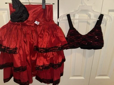 Red & Black Salsa Costume With Fan- Medium Adult - Image 1 of 4