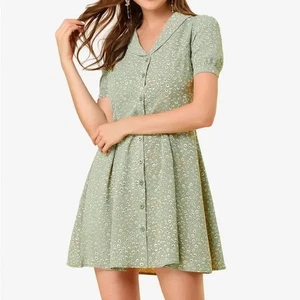 NWT Floral V Neck Short Sleeve Button Front Summer Fall Shirt Dress Sz XL - Picture 1 of 7