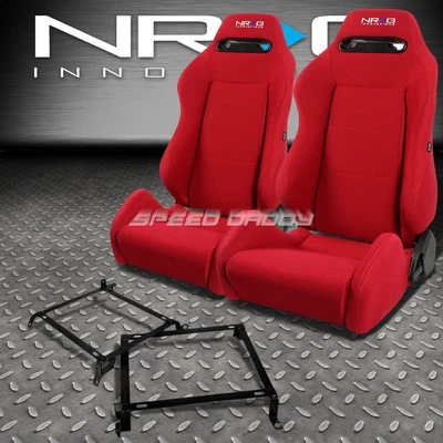 NRG TYPE-R RED RECLINABLE RACING SEATS+BRACKET FOR 88-91 HONDA CRX DX/SI EE EF - Image 1 of 4