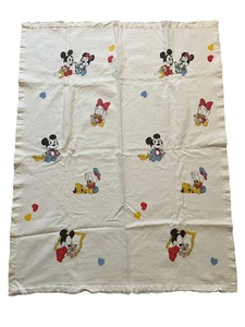 Vintage Dundee Disney Babies Baby Blanket Mickey Minnie Pluto Donald Daisy USA - Picture 1 of 12