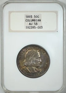 1893 Columbian Exposition Commemorative Half Dollar 50C NGC Fatty AU58 TONED - Picture 1 of 5