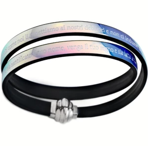 AMEN Bracciale Donna 36 cm in Argento 925 e Pelle, Chiusura Magnetica TPNIT28-36 - Foto 1 di 2