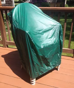 Vinyl 4-Stack Resin Chair Cover - Green Outdoor Patio Protection - Picture 1 of 5