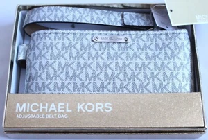Michael Kors Adjustable Belt Bag Size S/M Silver 29556195CG Small Purse MK Logo - Picture 1 of 7