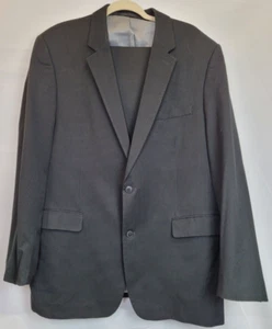 Andrew Fezza Men's Black Pinstripe Suit Two Buttoned Jacket Pleated Pants 2 Pc - Picture 1 of 8