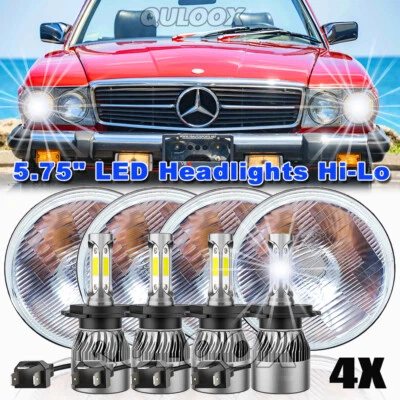 4PCS 5.75" bright LED Headlights Hi-Lo Beam For Mercedes-Benz 380SL 450SL 560SL Foto 1 de 4