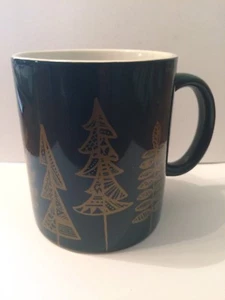 Taza de café de Navidad Starbucks 2015 12 oz verde con árboles dorados - Imagen 1 de 4