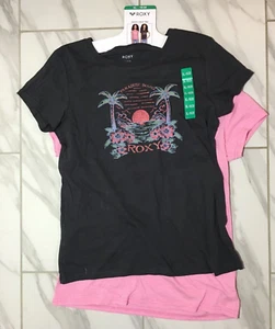 Roxy Youth Girl's 2-pack Tees, Size XL(18/20), Pink,black, New - Picture 1 of 13