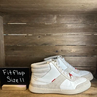 Zapatillas altas Fitflop Hugo de cuero blanco informales cómodas para hombre talla 11 D Foto 1 de 4
