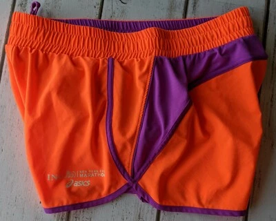 Asics orange purple women's running shorts lined ING NYC Marathon L - Image 1 of 4