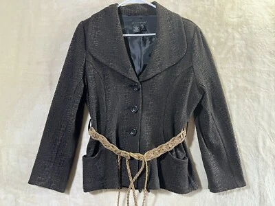 Preswick & Moore black/brown Snake print blazer Womens Jacket W Tie Belt PL - Image 1 of 4