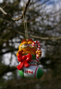 1984 Garfield The Cat 2 1/2" Christmas Stocking Ornament 1978 1981 Enesco - Picture 1 of 6