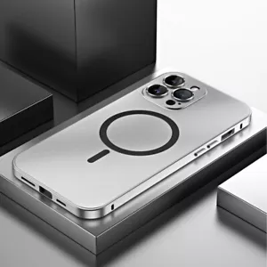 Custodia Magsafe magnetica in lega di alluminio per iPhone 16 15 14 Pro Max Plus 13 cover - Foto 1 di 26