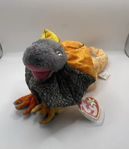 Ty Beanie Babies Slayer La Lucertola Frilled Con Etichetta In Plastica Proteggi - Foto 1 di 13
