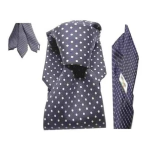 Ensemble Cravate Et Sac à Main Homme Bleu à Pois Blancs 7 Mouchoir Assorti Soie - Bild 1 von 8