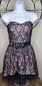 Betsey Johnson Size 4 Y2K Mini Party Dress Lace Sequin Tulle Pink\Black - Picture 1 of 12
