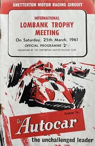 SNETTERTON 25. März 1961 Internationale Lombank Trophäentreffen Offizielles Programm - Bild 1 von 5