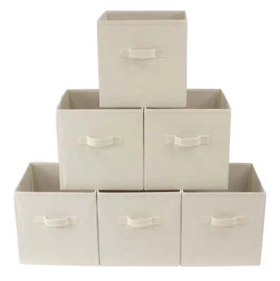 Vanilla Dream Collapsible Cube Storage Bins, 10.5" x 10.5",Set of 6 Space Saving - Image 1 of 4
